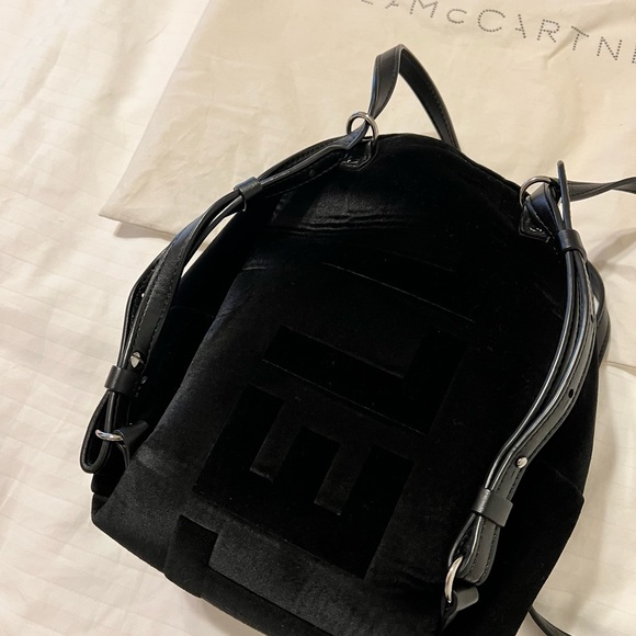 Stella McCartney Falabella Go Convertible Backpack Black Velvet Mini Bag Purse
